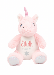Personalised unicorn soft toy
