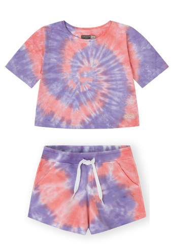Canada House Girls Tie Dye T-Shirt  and short set- 24388021