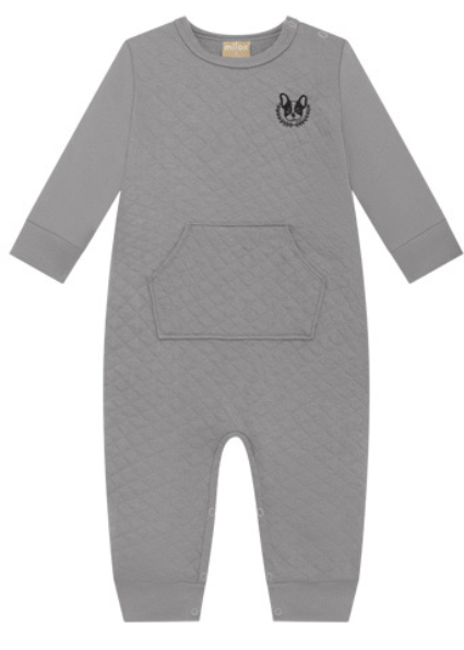 Quilted baby boy grey romper