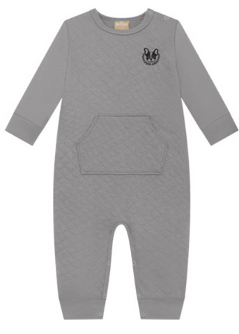 Quilted baby boy grey romper
