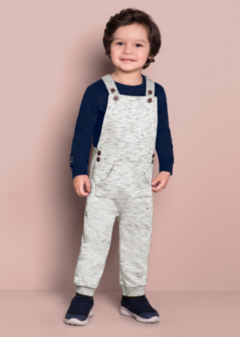 Boy's long sleeved t-shirt and jersey dungaree set