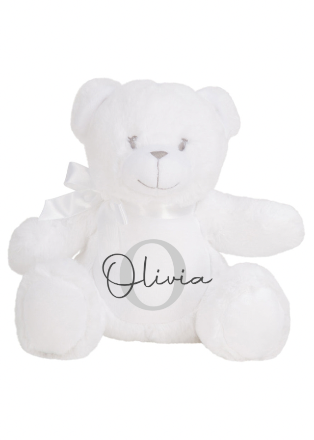 White personalised teddy bear