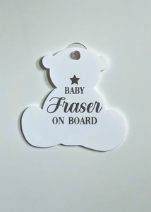 White Personalised 'Baby on Board' sign