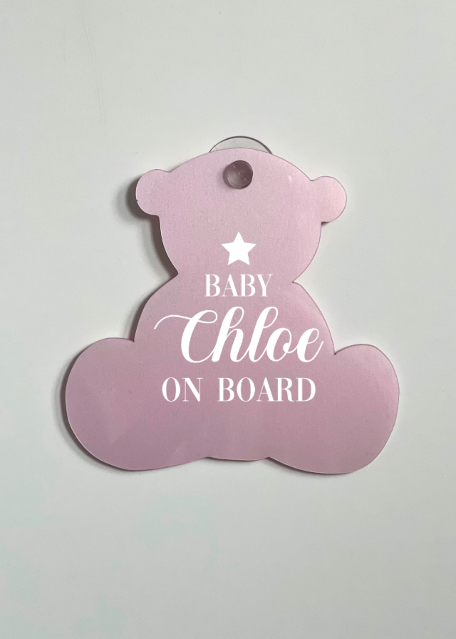 Pale Pink Personalised 'Baby on Board' sign