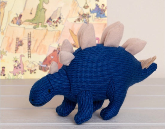 Best Years organic cotton knitted blue Stegosaurus rattle